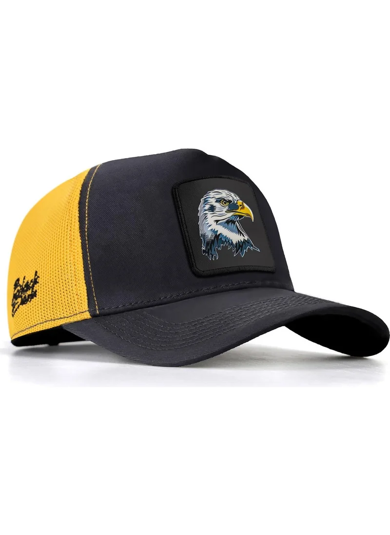 Black Börk Blackbörk V1 Trucker Kartal - Unisex Dark Anthracite-Yellow Hat (Cap) with 5sb Code Logo