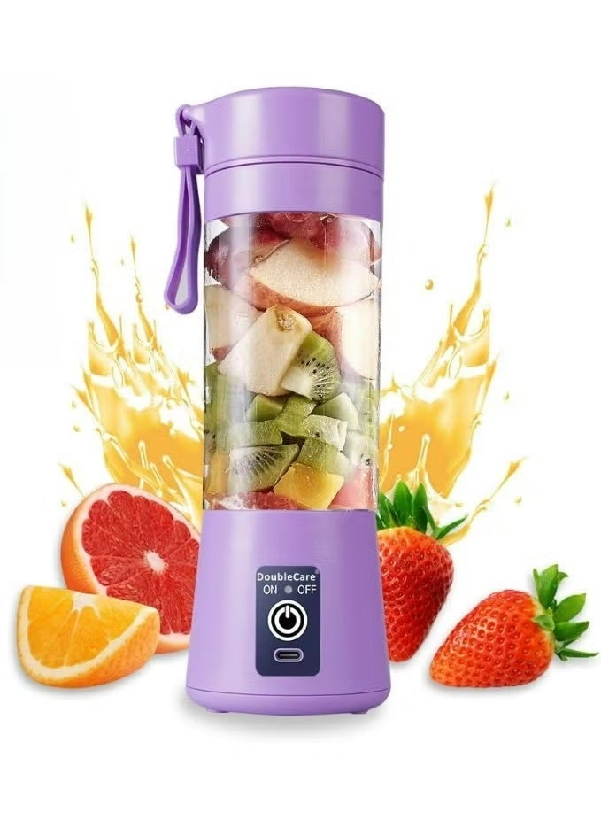 DoubleCare Portable Blender for Smoothies and Shakes, Personal Size Juicer Cup with 6 3D Blades, USB Rechargeable 380ml Mixer for Travel, Gym, Baby Food, and Office – Food Grade Material - Image 1