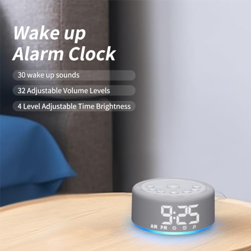 Hushing 【3 in 1】 Sound Machine Alarm Clock Night Light White Noise Machine with 27 Sleeping Sounds for Baby Kids Adults 32 Level Volume Auto Off Timer Memory Function Digital Clock with 30 Wake Up Sounds - Image 4