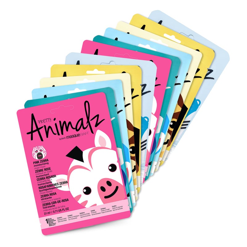 masque BAR Pretty Animalz Animal Character Sheet Mask Korean Skin Care Korean Spa Masks for All Skin Types Spa Gifts Birthday Party Gifts Girls Night Skincare Party Assorted Pack of 12 - Image 3