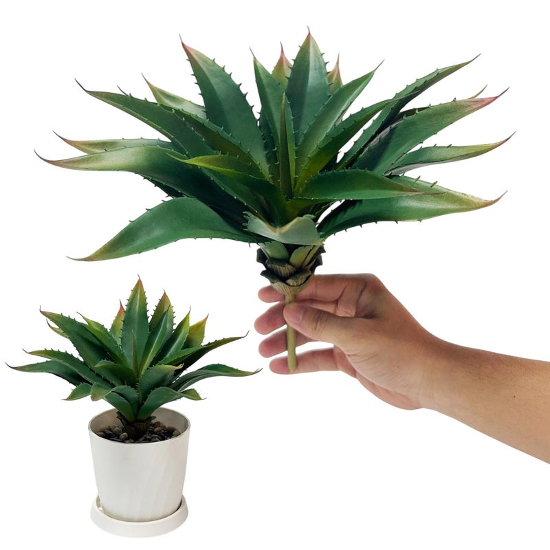 TETOU 12.5 Inch Artificial Aloe Plant - Large Faux Succulents (Unpotted), Realistic Fake Plants for Home Decor Indoor Outdoor (Green) - Image 1
