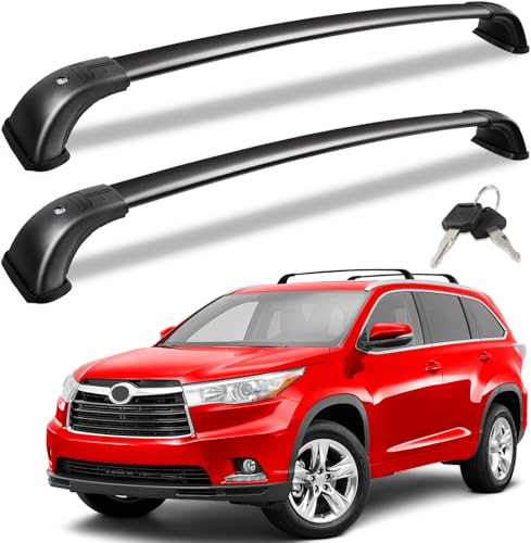 KINGGERI Lockable 220lbs Cross Bars Roof Racks Fit for Toyota Highlander 20142019 XLE Limited SE LE LE Plus Aluminum Heavy Duty Roof Rails Crossbars AntiTheft Metal Black Matte Luggage Kayak