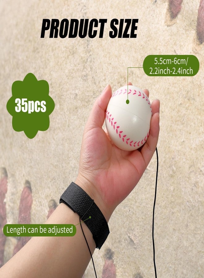 SENONAPO 32 Pcs Wrist Return Ball on Elastic Cord for Baseball, Practice Wristband Ball on a String for Adults Sports Party Favor - Image 2