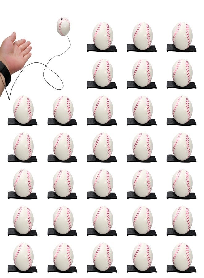 SENONAPO 32 Pcs Wrist Return Ball on Elastic Cord for Baseball, Practice Wristband Ball on a String for Adults Sports Party Favor - Image 1