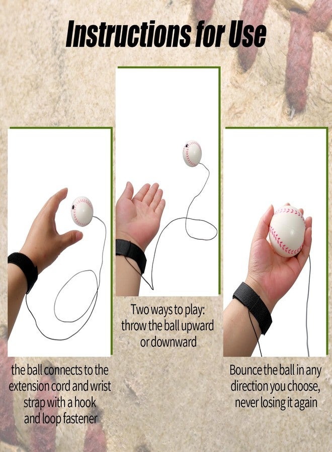 SENONAPO 32 Pcs Wrist Return Ball on Elastic Cord for Baseball, Practice Wristband Ball on a String for Adults Sports Party Favor - Image 5