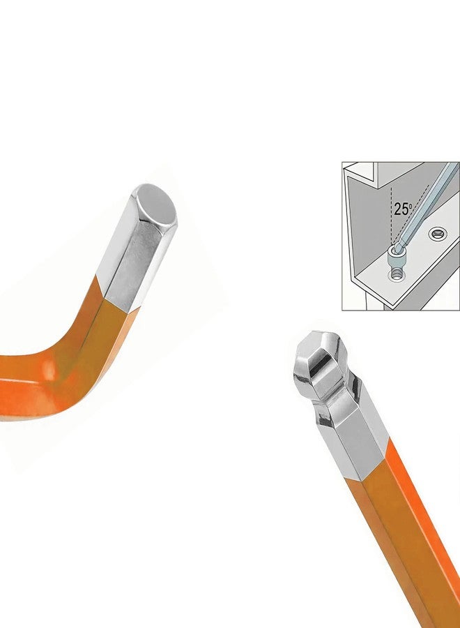 FOCMKEAS 4 PCS 5mm Ball End Hex Key Allen Wrench,Internal Hexagonal Wrench, L Shaped Long Arm S2 Steel Repairing Tool，Orange - Image 5