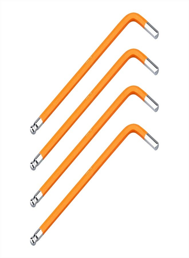 FOCMKEAS 4 PCS 5mm Ball End Hex Key Allen Wrench,Internal Hexagonal Wrench, L Shaped Long Arm S2 Steel Repairing Tool，Orange - Image 1