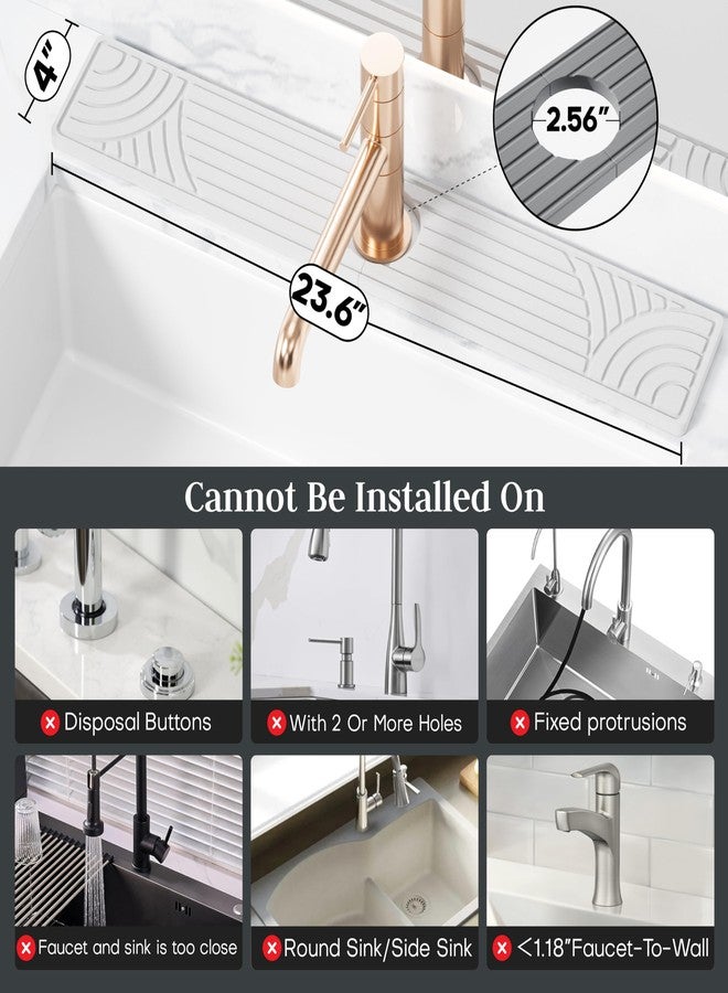 Kcrystenia Faucet Mat for Kitchen Sink, Water Absorbing Stone Tray for Sink, 23.6" Long Diatomite Fast Drying Stone Mat, Splash Guard Stone Faucet Mat for Bathroom Counter - Image 4