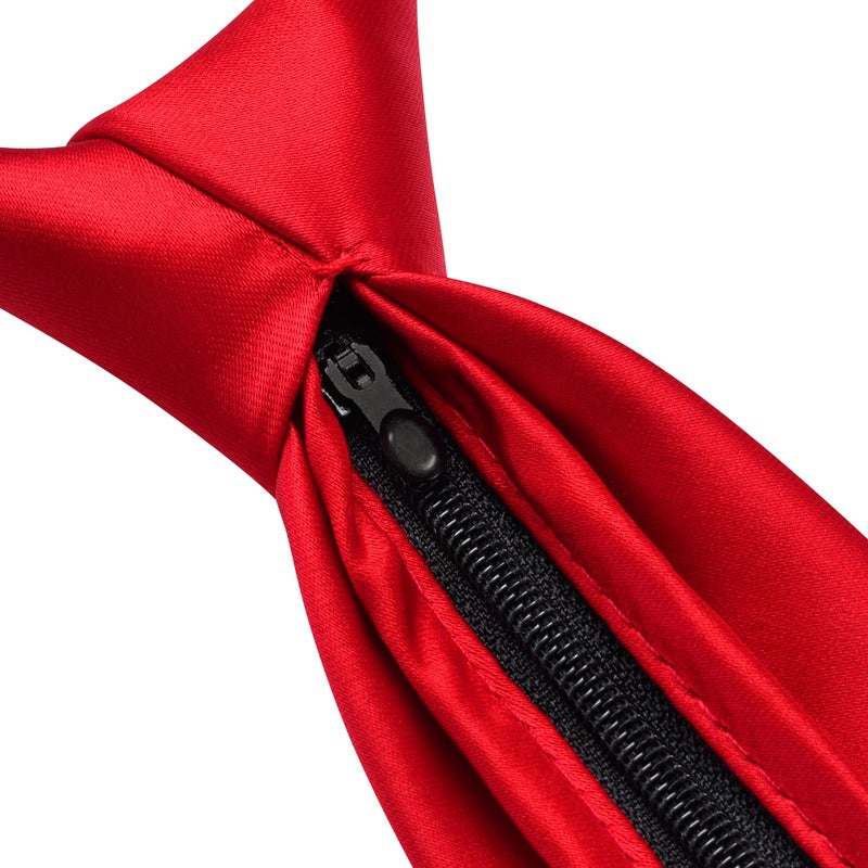 Branduce Red Tie for Men Silk Blend Pre-tied Adjustable Zipper Necktie for Wedding Business (TA17-01) - Image 5