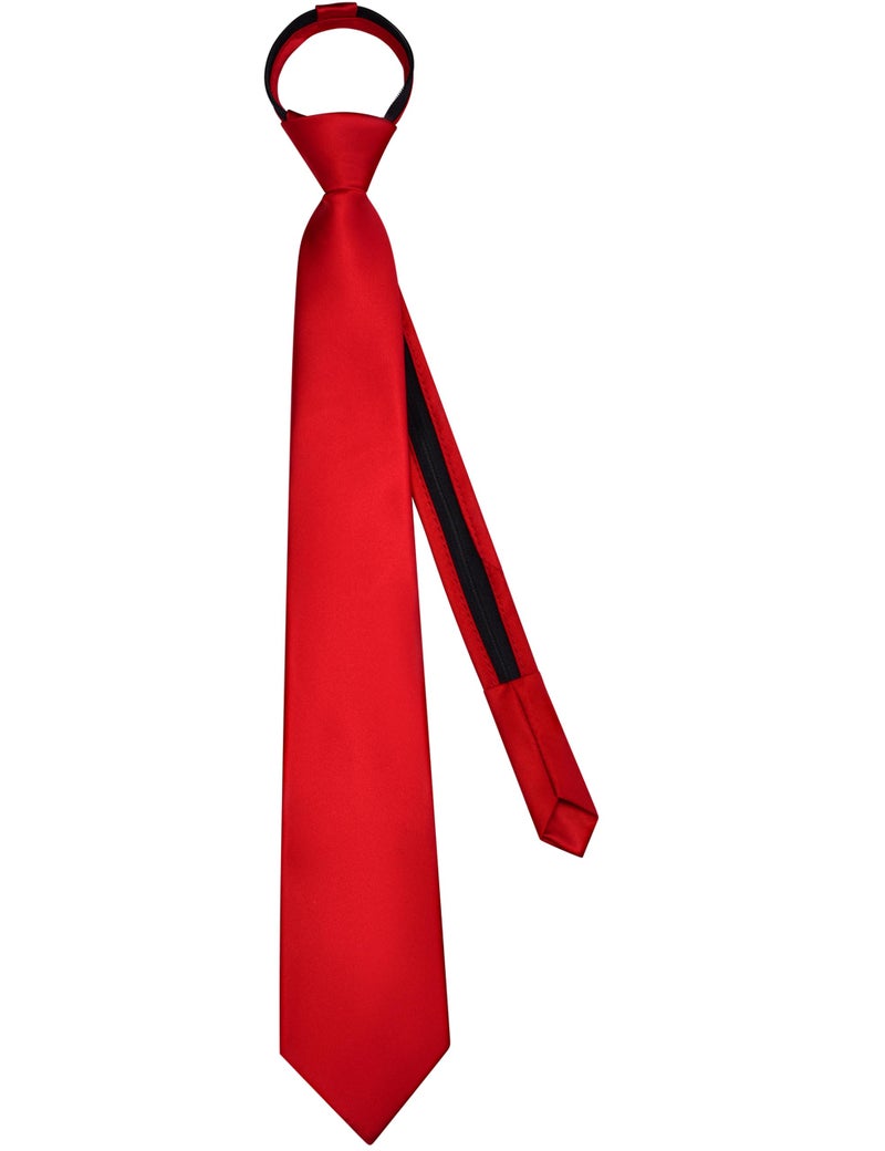 Branduce Red Tie for Men Silk Blend Pre-tied Adjustable Zipper Necktie for Wedding Business (TA17-01) - Image 4