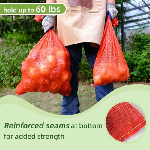 deebree Extra Large Mesh Produce Bags 60 lbs Reusable Onion Sacks Vegetable Storage Bags Washable Net Bag 21” x 32” for Onion Potato Firewood Crawfish, Pack of 10 - Image 4