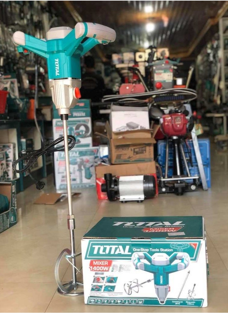 توتال Total خلاط كهربائي 1400 واط مع خيط M14، ضوء عمل متكامل، علبة تروس من الألومنيوم - مثالي للخلط والمشروعات اليدوية - TD614006  - Image 3