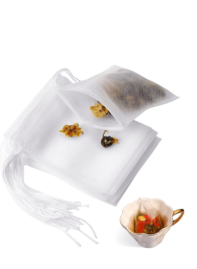 SOLARAE Disposable Drawstring Tea Filter Bags, Safe Natural Unbleached Paper Seal Tea Infuser Drawstring Empty Bag, Empty Bag for Loose Leaf Tea, Coffee, Herb, Spice (100Pcs 3.19 x 3.94 inch ) - Image 1