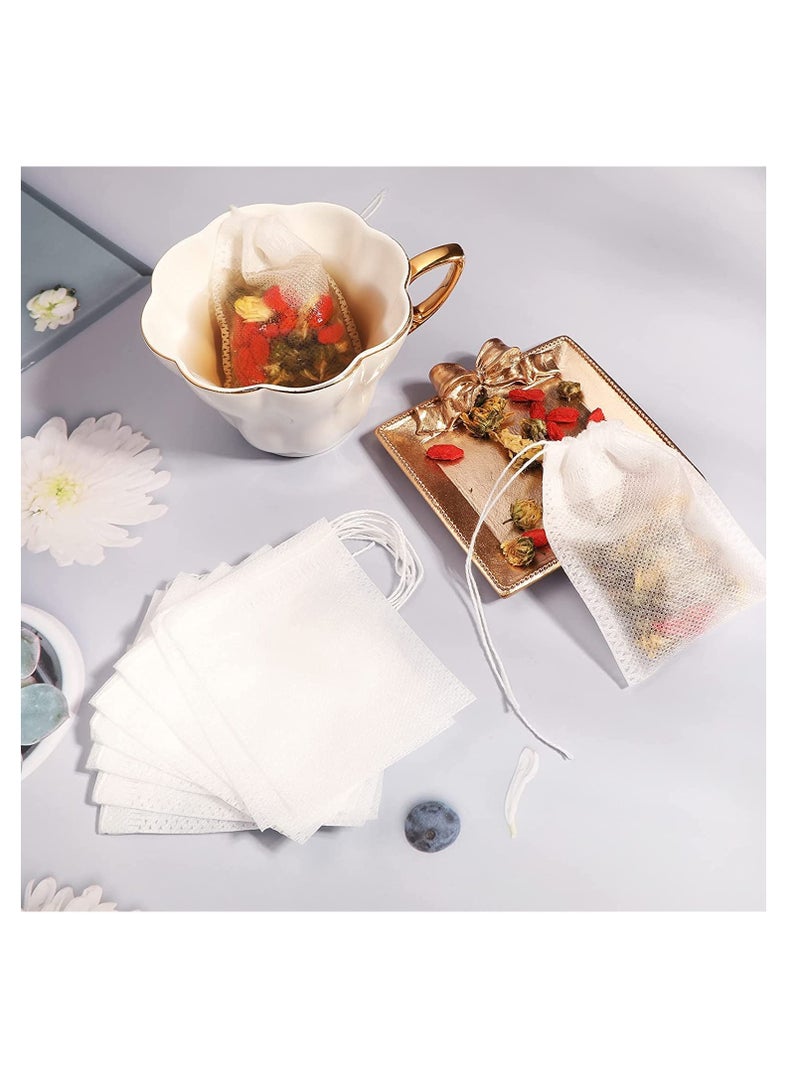 SOLARAE Disposable Drawstring Tea Filter Bags, Safe Natural Unbleached Paper Seal Tea Infuser Drawstring Empty Bag, Empty Bag for Loose Leaf Tea, Coffee, Herb, Spice (100Pcs 3.19 x 3.94 inch ) - Image 3