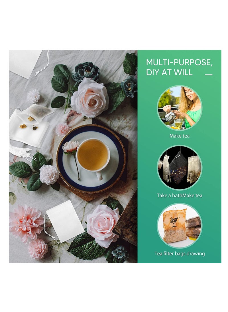 SOLARAE Disposable Drawstring Tea Filter Bags, Safe Natural Unbleached Paper Seal Tea Infuser Drawstring Empty Bag, Empty Bag for Loose Leaf Tea, Coffee, Herb, Spice (100Pcs 3.19 x 3.94 inch ) - Image 5