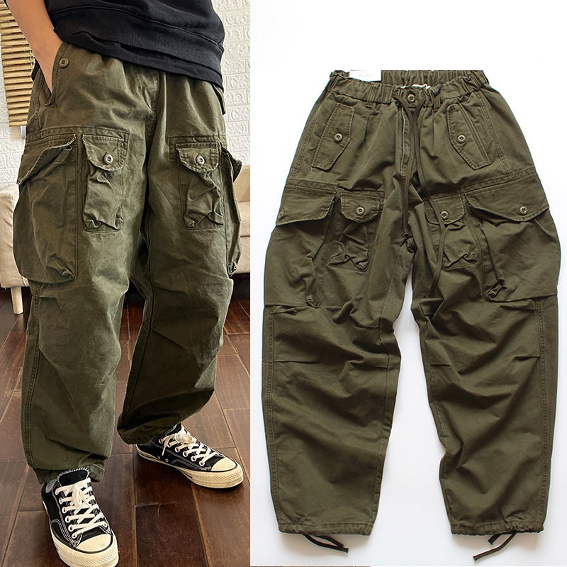 Japanese Style Workwear American Retro Outdoor Straight Loose Men'S And Women'S Pocket Cotton Casual Pants Overalls Trousers Casual - Image 2