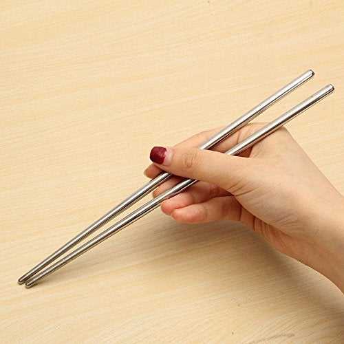 eS³kube 5 Pair 304 Plain Stainless Steel Chopsticks Set Chinese Sliver Dinnerware Reusable Non-Slip Sticks Tableware - Sets of 5 Pairs - Image 5
