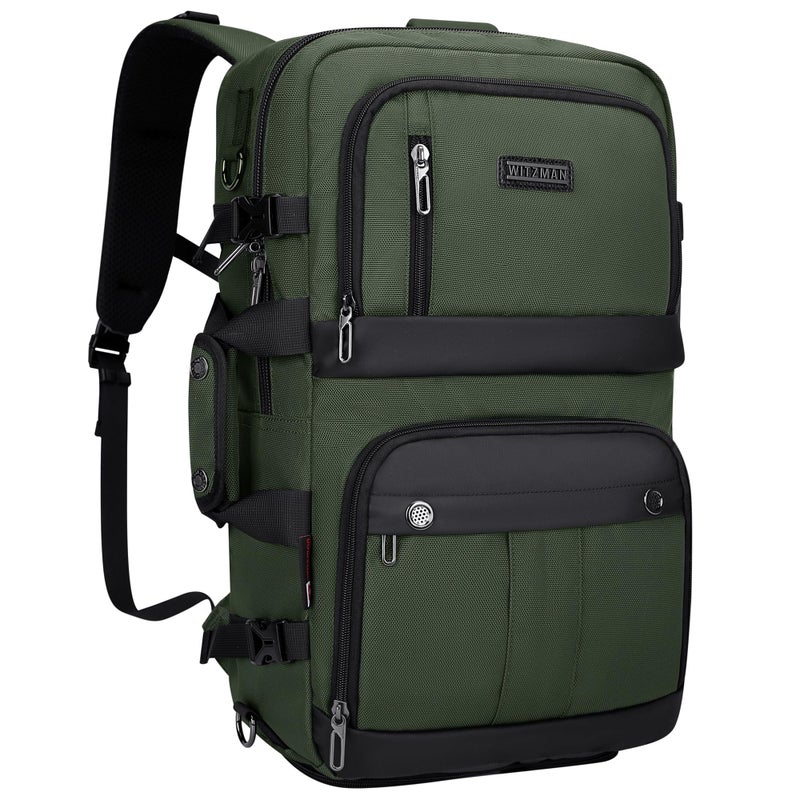 WITZMAN Carry on Travel Backpack for Men Women Laptop Backpack with USB Charging Port Airline Approved(B683 Army Green) - Image 1