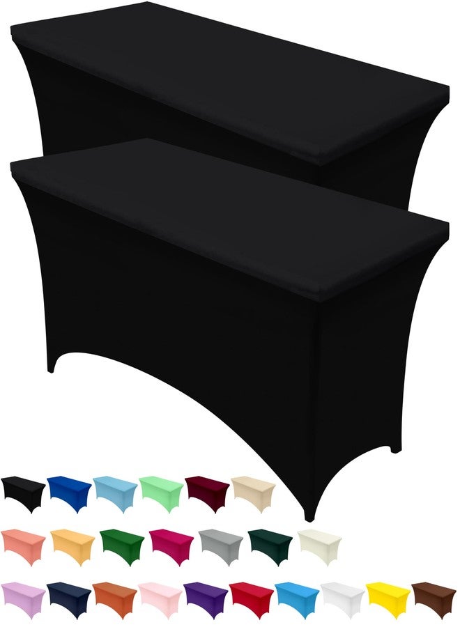 Utopia Kitchen Spandex Tablecloth 2 Pack [4FT, Black] Tight, Fitted, Washable and Wrinkle Resistant Stretch Table Cloth Rectangle Cover for Trade Show, Weddings & Parties [48Lx30Wx30H Inch] - Image 1