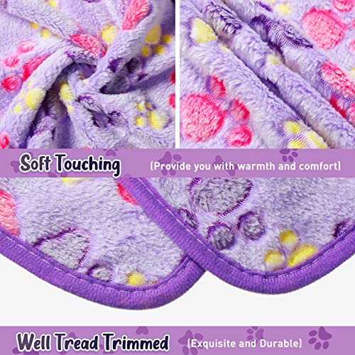Tatuo 4 Pack Fleece Dog Blankets for Puppy Cats MultiSize Sleep Mat for Pet Guinea Pig Soft Washable Warm Crate Bed Puppy Teething Toys Print Pattern Blanket IndoorPurple30 x 205 InchPaw - Image 3