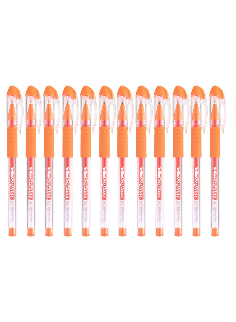 Artline 12 Pieces Pen 1700 Softline Gel Inked, Rubberized Soft Grip, Fine 0.7mm, Color:Orange-ARBNEGB-1700FOR - Image 1