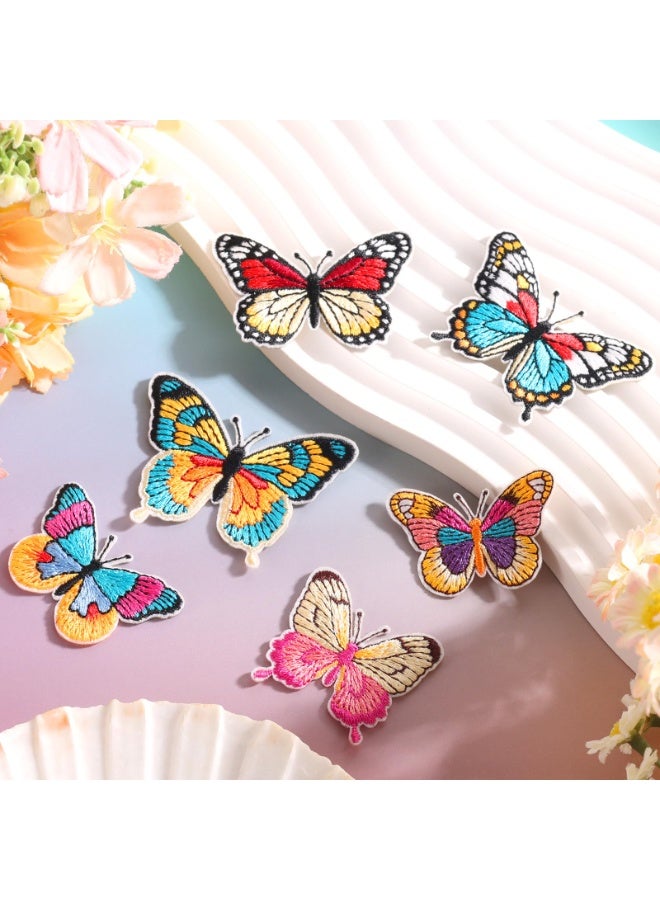 6Pcs Colorful Butterfly Embroidery Patches, 6 Styles Iron On & Sew On Appliques for Clothes, Bags, Hats, Shoes & DIY Crafts - Image 3