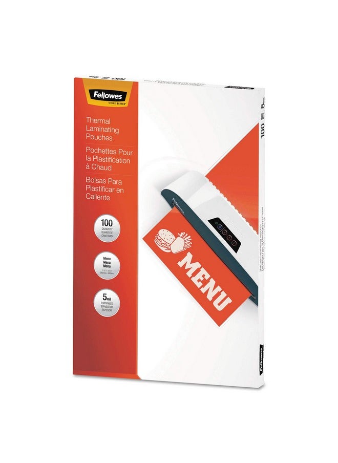 Fellowes 5746001 Thermal Laminating Pouches Menu 5Mil - 100Pk Na  - Image 1