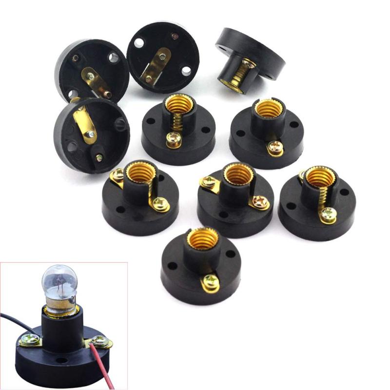 E10 Mini Bulb Holder: Black Screw Type Mini Light Socket - E10 Socket Holder for DIY Circuit Accessories, Electrical Experiment Kits, DIY Lighting Projects - Image 1