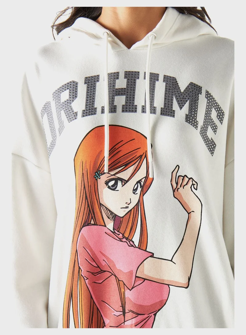 SP Characters Printed Drawstring Hoodie