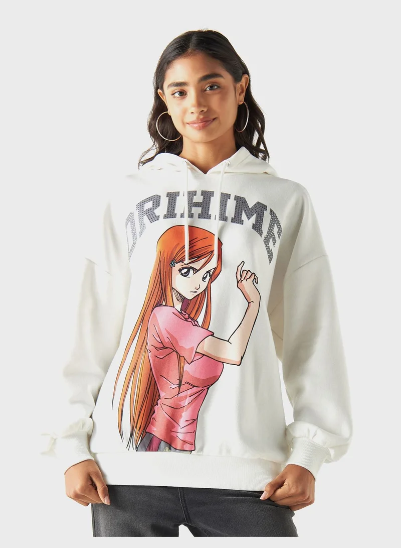 SP Characters Printed Drawstring Hoodie