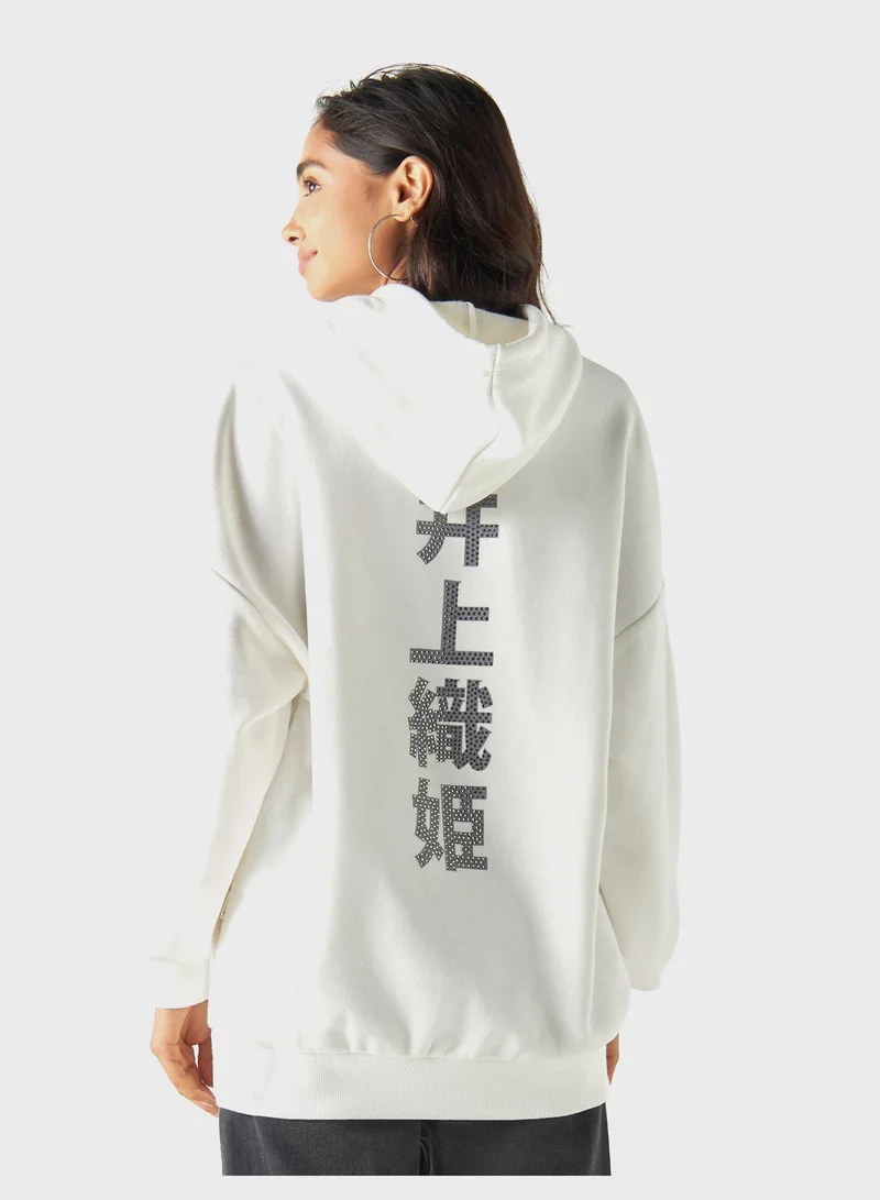 SP Characters Printed Drawstring Hoodie