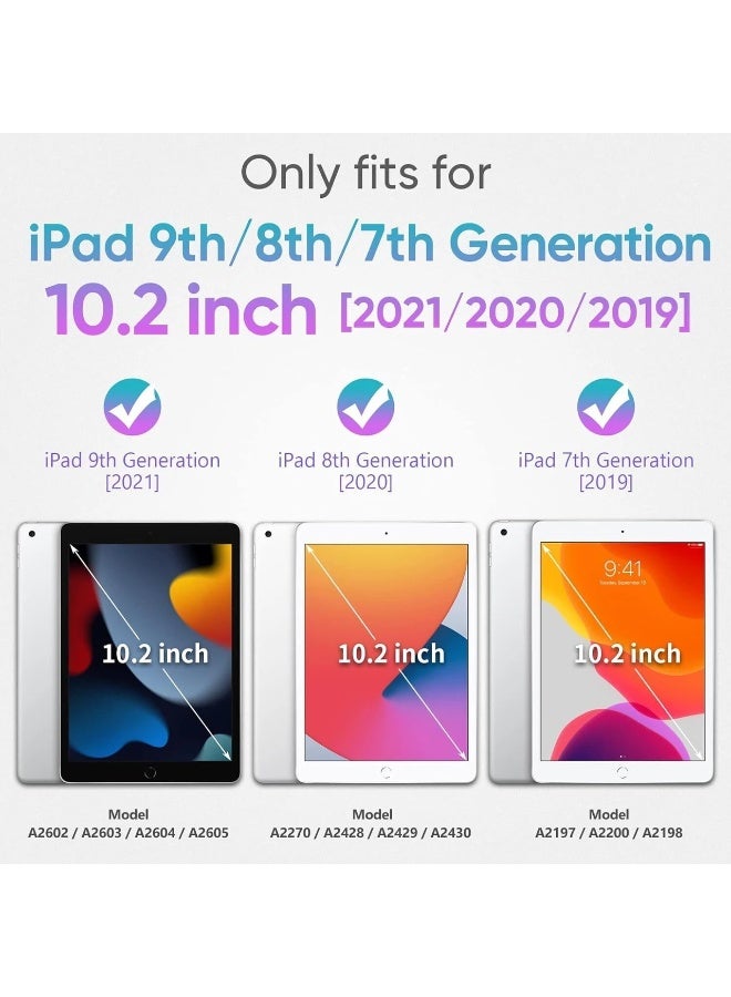 يويو تيك جراب دوار 360 درجة لأجهزة iPad 9 (الجيل التاسع) 2021، وiPad 8 (الجيل الثامن) 2020، وiPad 7 (الجيل السابع) 2019، مقاس 10.2 بوصة. غطاء قلاب مع حامل بزوايا عرض متعددة، وحامل قلم، ونظام تبريد، وغطاء خلفي من مادة TPU - أسود - Image 2