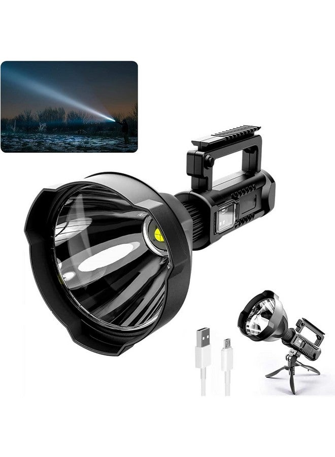 CBEX CBEX Rechargeable Spotlight Outdoor,1000,000 Lumens Led Spotlight Flashlight and Foldable Tripod, 4 Modes Waterproof Handheld Spot Light for Outdoor Marine Boating Hunting (Black)  - Image 1