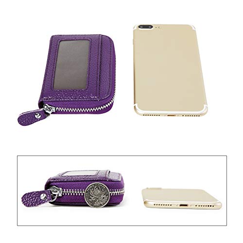 Cynure Women's RFID Blocking 12 Slots Credit Card Holder Leather Accordion Wallet,purple - Image 4