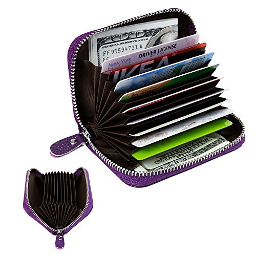 Cynure Women's RFID Blocking 12 Slots Credit Card Holder Leather Accordion Wallet,purple - Image 2