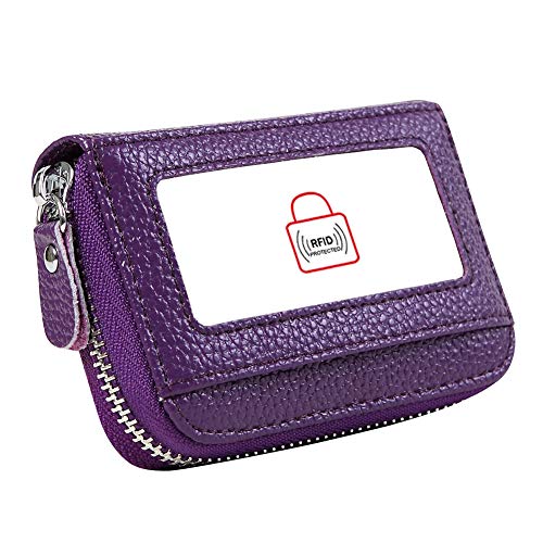 Cynure Women's RFID Blocking 12 Slots Credit Card Holder Leather Accordion Wallet,purple - Image 1