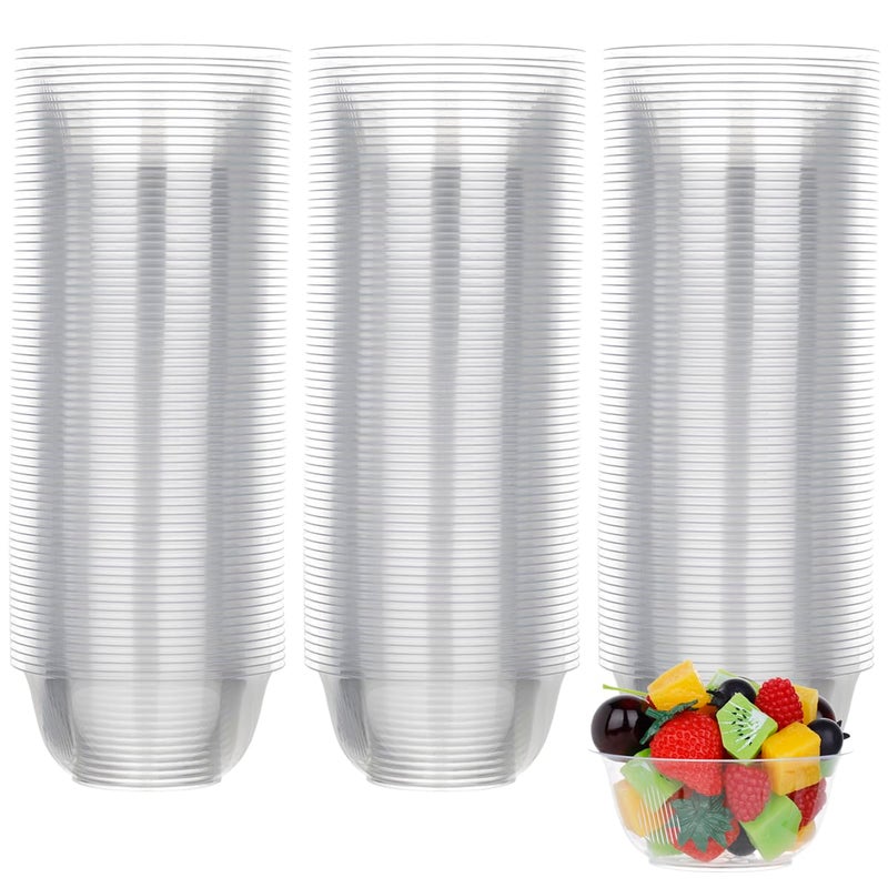 MOACOCK MOACOCK 100 Pack Small Clear Plastic Bowls 8oz Hard Disposable Salad Bowls Disposable Bowl for Party Serving Ice Creams Desserts Catering Special Events