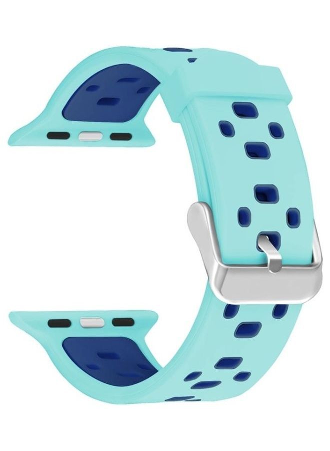 NIBEMINENT Ethnic Replacement Watchband for Apple Watch Series 1/2/3/4/5/6/7/SE 42/44/45mm Teal Green/Blue - Image 1