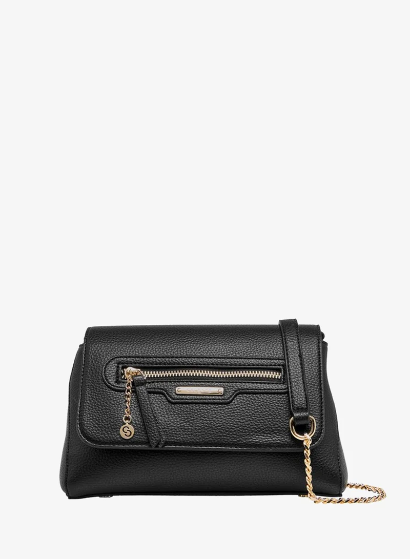 Celeste Solid Crossbody Bag with Detachable Chain Strap and Button Closure