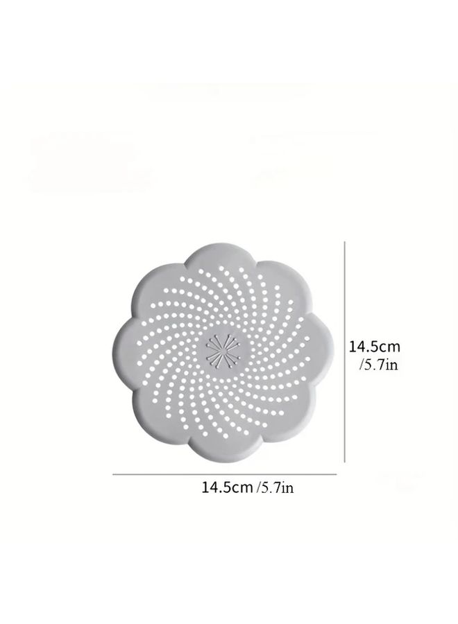 Sky Blue Floral Drain Cover Hair Debris Catcher Easy Clean Bathroom Shower Protector - Image 3