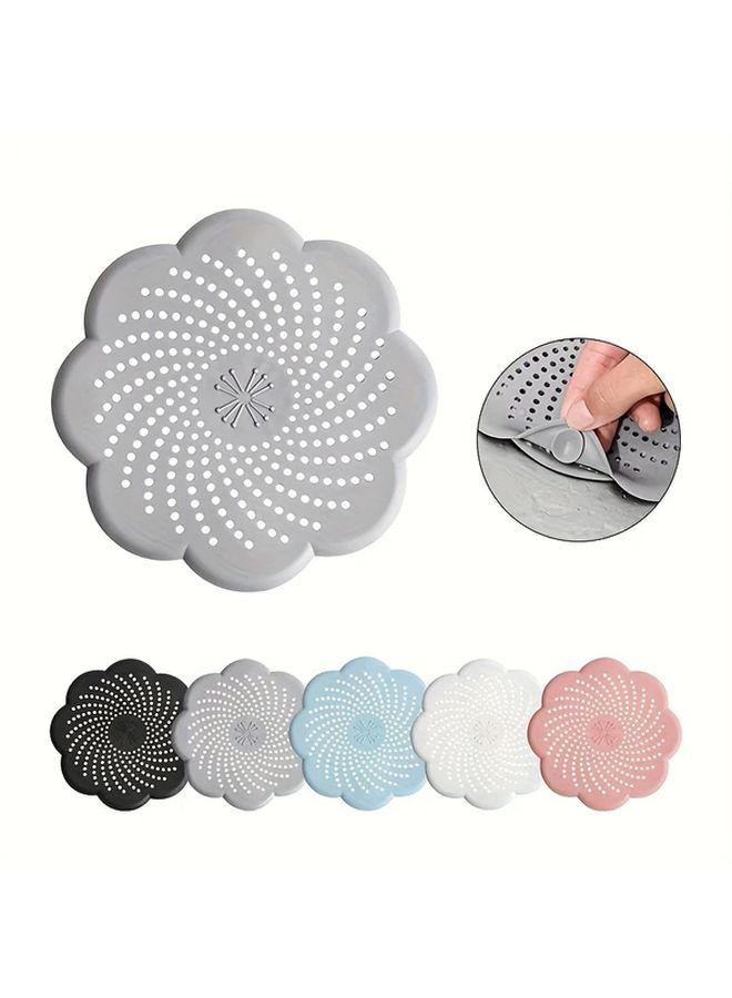 Sky Blue Floral Drain Cover Hair Debris Catcher Easy Clean Bathroom Shower Protector - Image 1