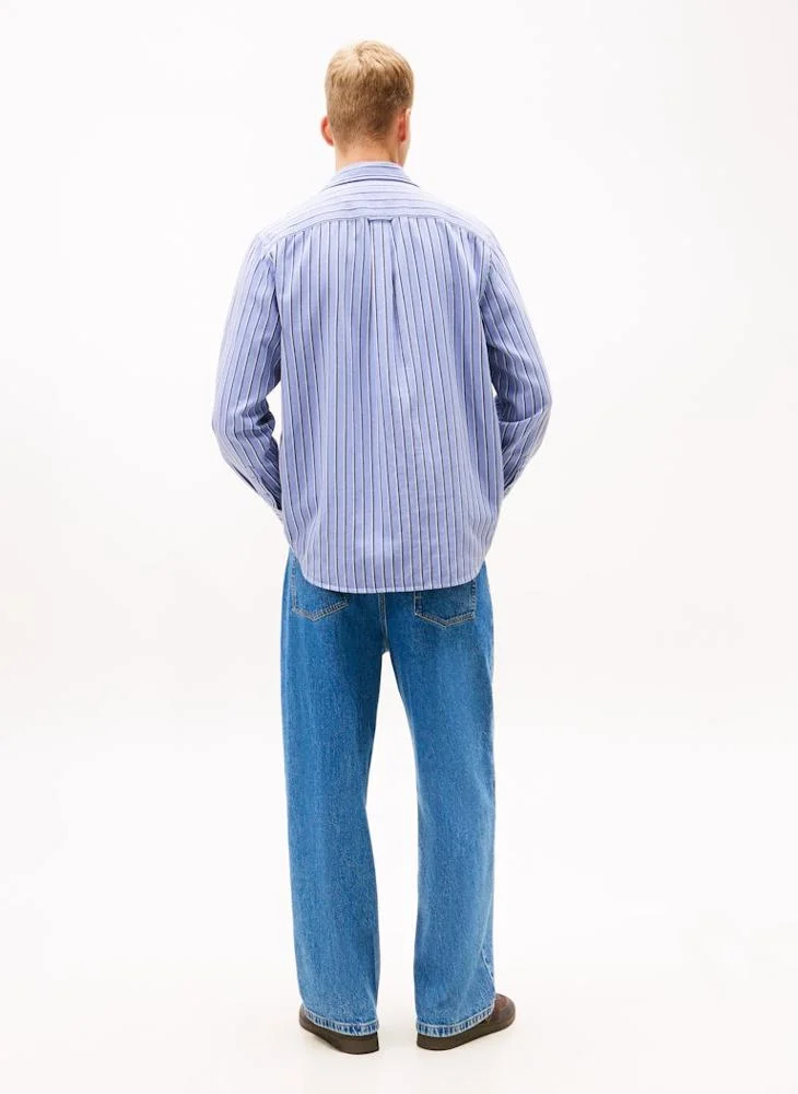 تومي جينز قميص تويل بقصة عادية مخططة