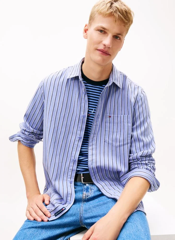 TOMMY JEANS  Stripe Regular Fit Twill Shirt for Men | Best Price UAE