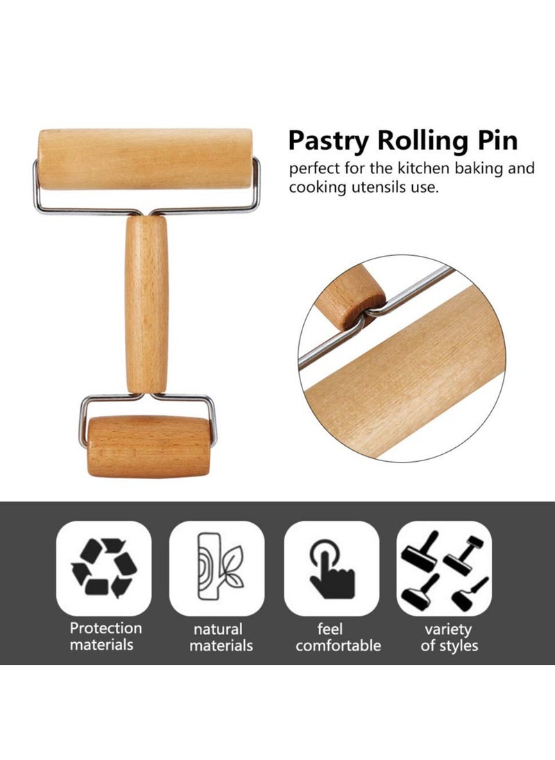 Generic - T-shaped baking  stick wooden rolling pin brown 6.89 * 4.13 * 1.18in - Image 1