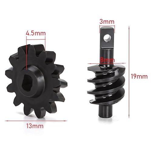 AMK 2pcs Steel Axle Differentials Gear 13T/2T Front and Rear Overdrive Differential Worm Gear for Axial SCX24 1/24 RC Crawler Truck Car Upgrades Parts Accessories (2T-13T) - Image 2