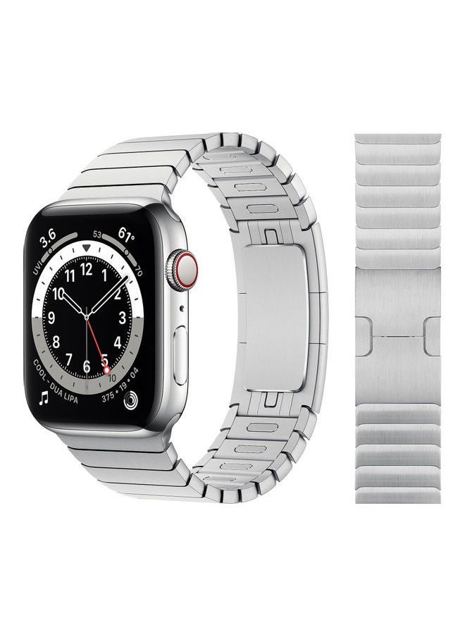 Perfii - Replacement Band For Apple Watch Series 1/2/3/4/5/6/SE 42/44mm Silver - Image 1