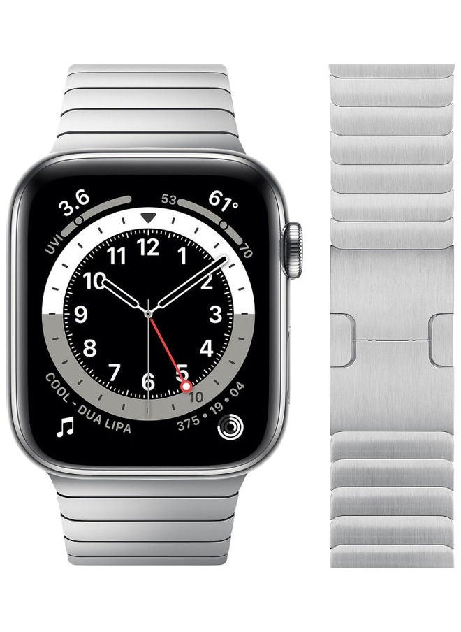 Perfii - Replacement Band For Apple Watch Series 1/2/3/4/5/6/SE 42/44mm Silver - Image 1