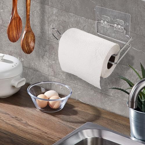 Stickzy Stainless Steel Adhesive Toilet Paper Holder - No-Drill Wall Mount Tissue Roll Stand, Rustproof Waterproof Bathroom Organizer & Kitchen Towel Rack, Big Size Silver (Pack of 1) - Image 1