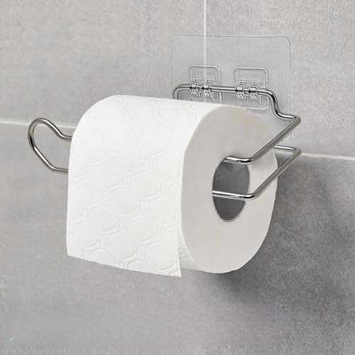 Stickzy Stainless Steel Adhesive Toilet Paper Holder - No-Drill Wall Mount Tissue Roll Stand, Rustproof Waterproof Bathroom Organizer & Kitchen Towel Rack, Big Size Silver (Pack of 1) - Image 3