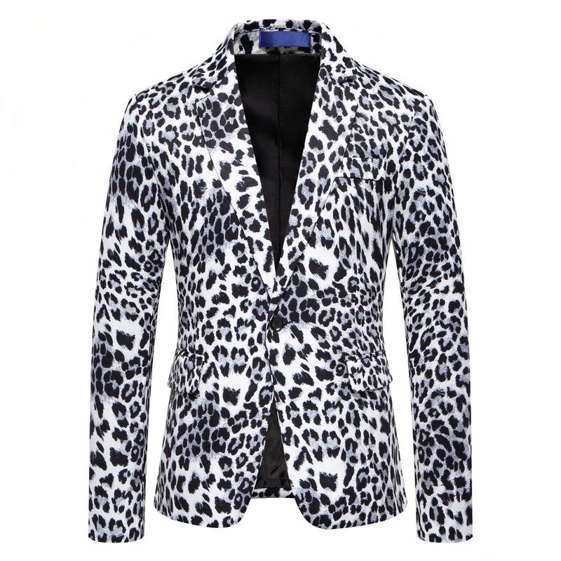 Foreign Trade Men''s Suit 2025 Spring and Autumn New -size Leopard Print Nightclub Suit Dress Performance Coat Men''s Jacket - Image 4